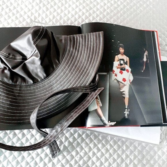 NWT Zara brown faux leather bucket hat with self-tie detail, S - Picture 7 of 12